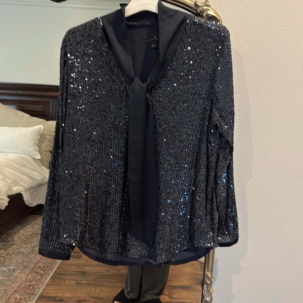 Ann Taylor  navy sequin top size L